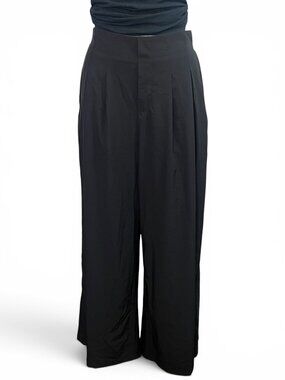 Halara Black Wide Leg Pleated Pants Womens M Regular